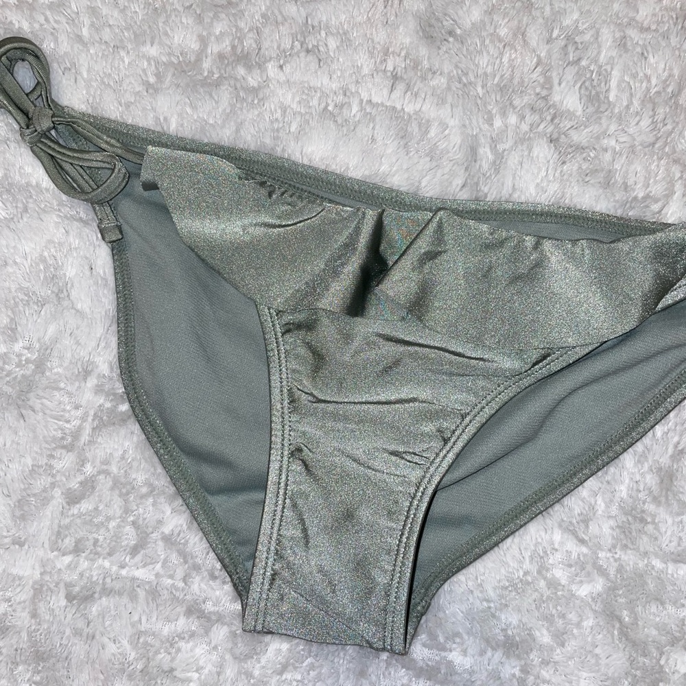 No Boundaries Frilly Shimmer Side Ties Bikini Swim Bottoms